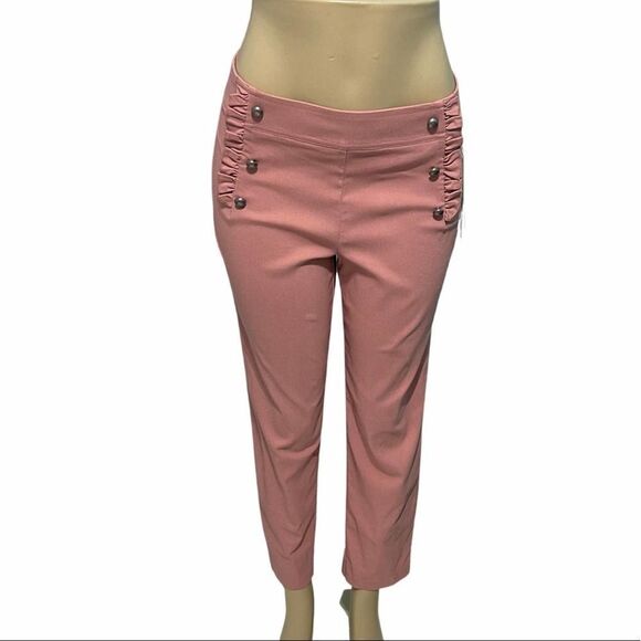 Love Scarlett Straight Leg Cropped Ankle Pants Pull On Dusty Coral Pink 10 - Picture 1 of 15
